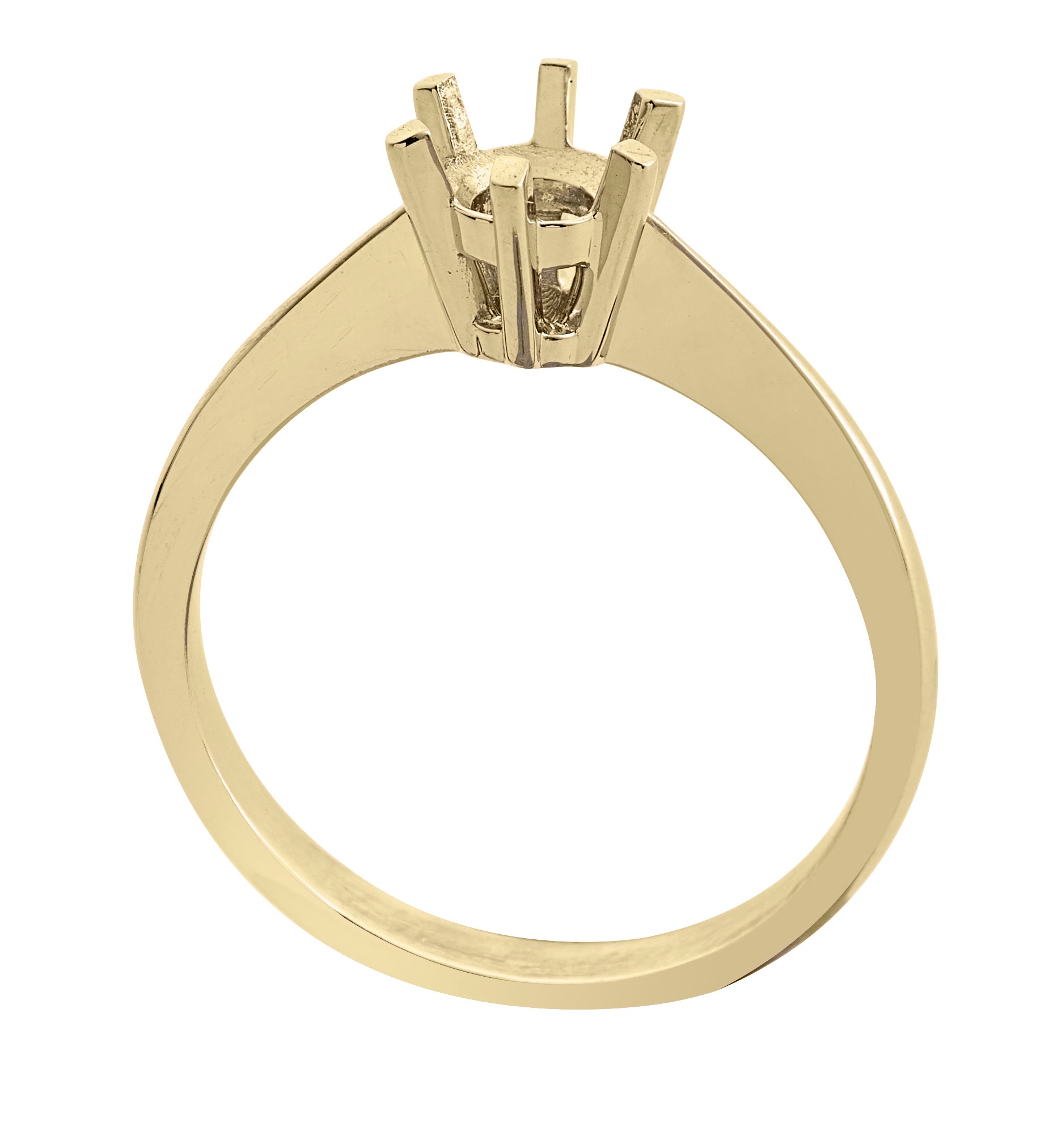 BAGUE SOLITAIRE FIL PLAT AJOURE 6 GRIFFES OR JAUNE 750ème